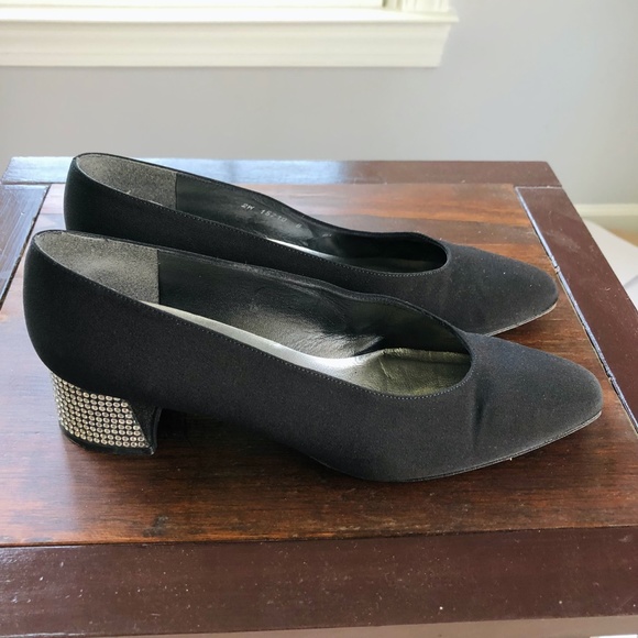 Stuart Weitzman Black Heels with Glittering Silver Block - Picture 3 of 8